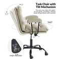 thumbnail image 3 of Modern Home Office Desk Task Chair Adjustable and Faux Leather Upholstered Ivory, 3 of 10