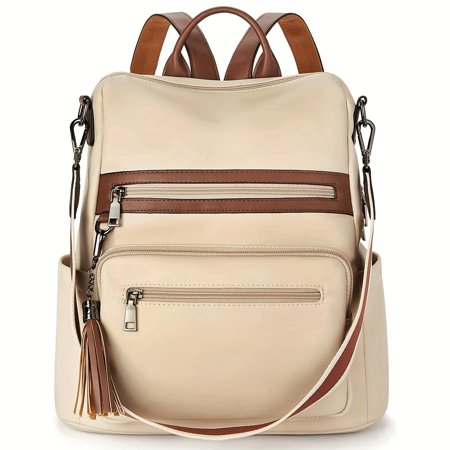 MICHROE Womens Vegan Leather Backpack - Large Stylish & Durable Travel Bag for College Work & Everyday - Fashion-Forward Tassel Shoulder Purse