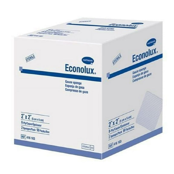 Gauze Sponge Econolux Cotton 12-Ply 4 X 4 Inch Square Sterile, Case of 24 - 416105