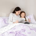 thumbnail image 4 of jejeloiu Monogrammed U Twin Bedding Sets 7-Piece,Cute Bowknot Bowtie Bedding Comforter Set,Light Purple White Sheet Sets,Microfiber Room Decorative Reversible, 4 of 8