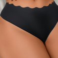 thumbnail image 5 of Sunvit-Panties Womens Seamless Thong Panties - Scalloped Waistband, Nylon Spandex Soft Stretch, No Visible Panty Lines, Black, Size L, Everyday Comfort for Form-Fitting Outfits, 5 of 5