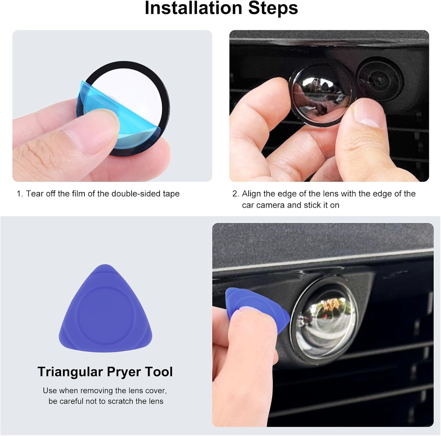 2Pcs Lens Guard PC Protective Cover Kits for Tesla from 2025Cybertruck / 2025 Model Y Juniper / 2025 Model S / 2025 Model 3 Front Bumper Camera