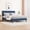 Blue-Curved, variant on 4 EVER WINNER Twin Bed Frame, White Twin Bed Frame, Twin Size Upholstered Bed Frame with Headboard, White