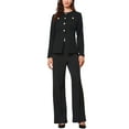 thumbnail image 2 of INSPIRE CHIC Elegant Work Blazer for Women's Collarless Button Down Long Sleeve Peplum Jackets M Black, 2 of 6