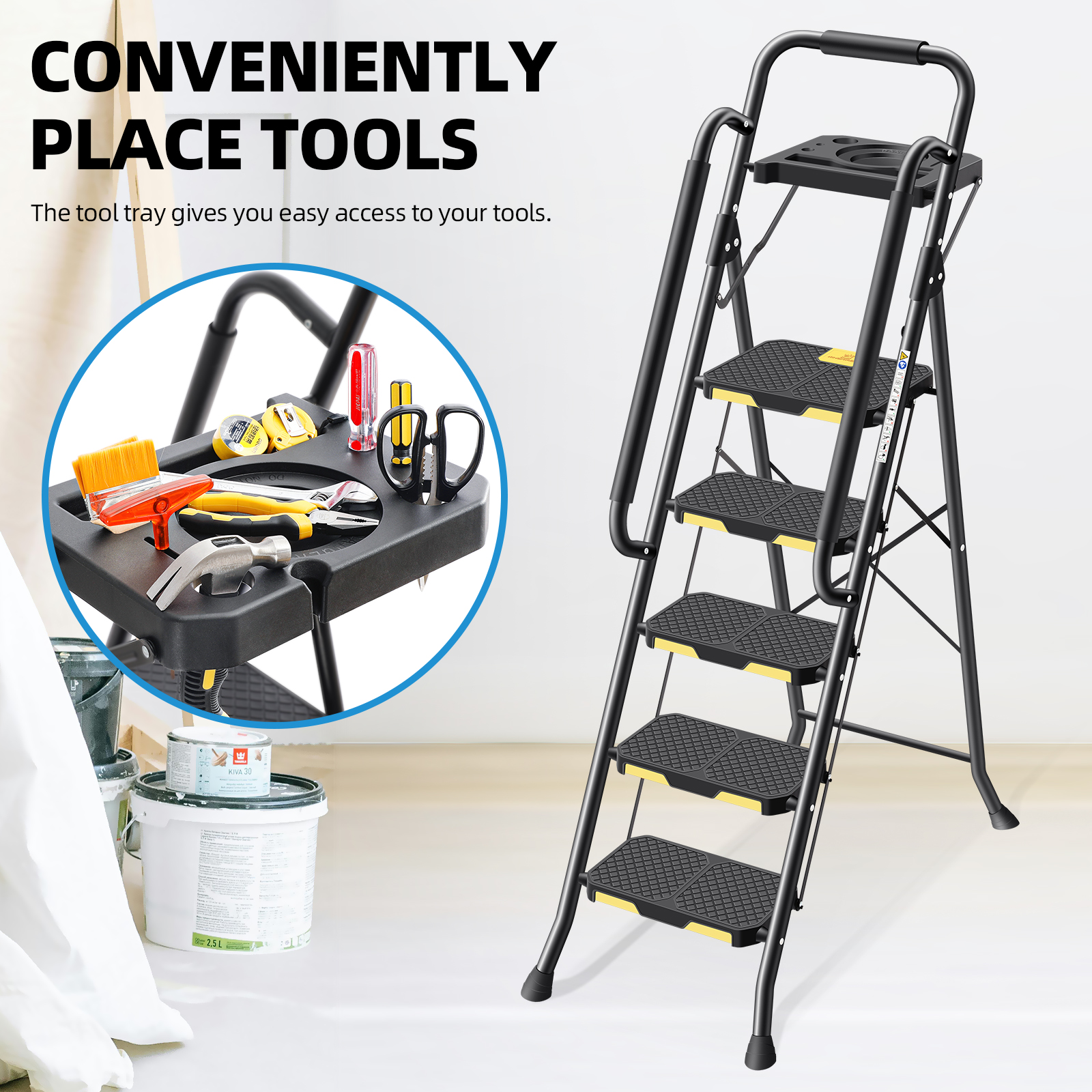 Kingrack 5-Step Folding Ladder, 800 Lb Capacity photo 5