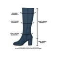 thumbnail image 6 of BLISSFUL STEP Women's Knee High Boots Side Zipper Faux Suede Block Chunky Heels Navy Blue 8, 6 of 7