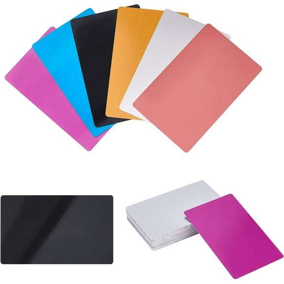 1Box 36Pcs Metal Business Card 6 Colors 3.39"x2.13" Aluminum Blanks Name Card Engraved Business Card for House Office Customer DIY Gift Cards