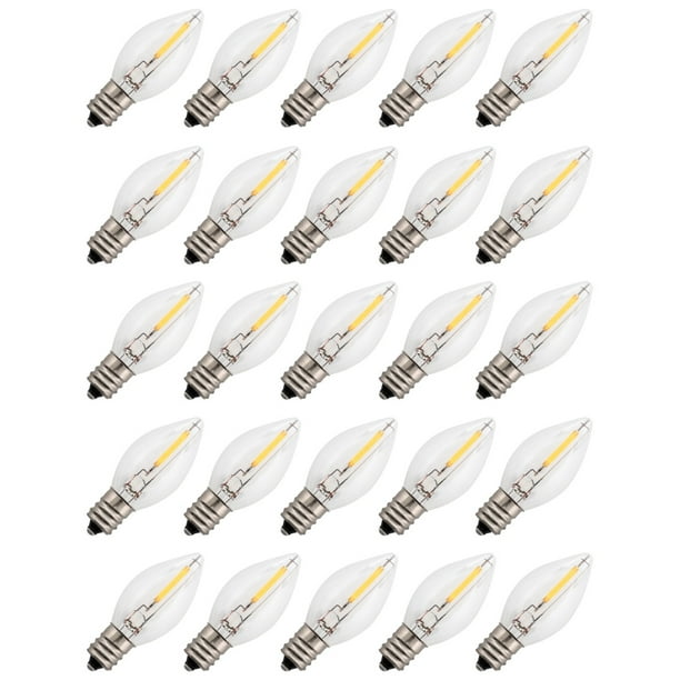 (25Pack) C7 LED Replacement Night Light Bulb 7W Equivalent, C7
