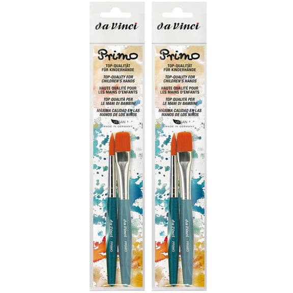 da Vinci PRIMO Preschool Brushes, Synthetics, Tempera, Blue Handles, Assorted Sizes, 2 Per Set, 2 Sets