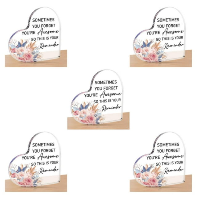 Transemion Geste Significatif en Forme de Coeur Acrylique Plaque Amitié Cadeaux Inspirants Cadeau Impeccable 5Set