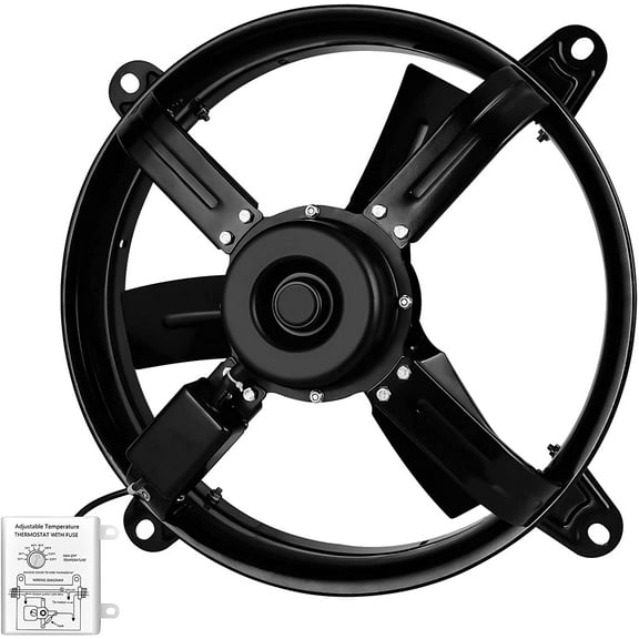 HealSmart 16 inch Mount Fan Attic Gable Ventilator with Adjustable Temperature Thermostat