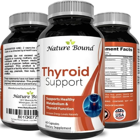 Nature Bound Thyroid Support Formula for Men and Women - Natural Hormone Balance Support and Metabolism Supplement for Weight Loss - Boost Energy Levels 100% Natural 60