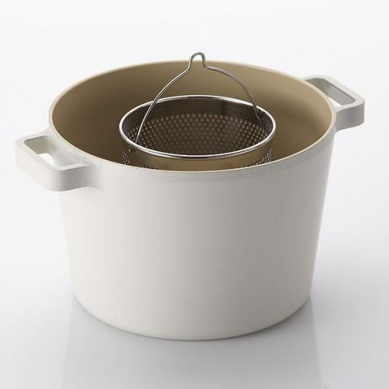 Neoflam Fika 4.9 qt Deep Stockpot with Pasta Strainer Insert | Made in Korea (8.7 inch / 22 cm)