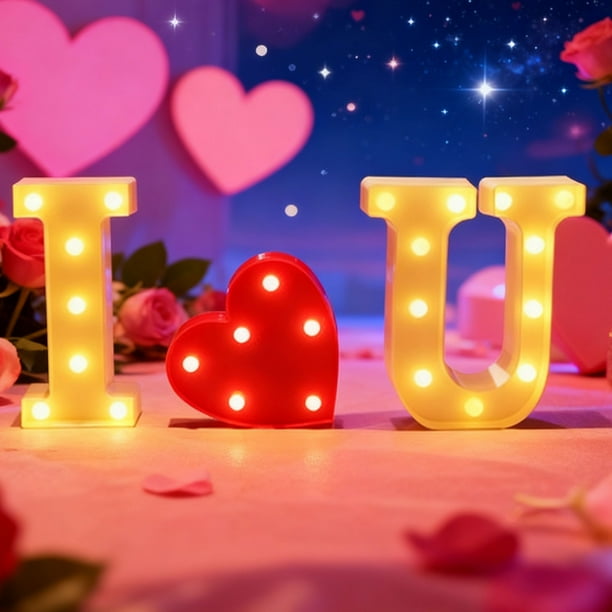 Decoraciones para San Valentín. Letras luminosas con la frase "Te amo", perfectas para aniversarios y San Valentín. Un regalo para tu ser querido. Letras luminosas de plástico.
