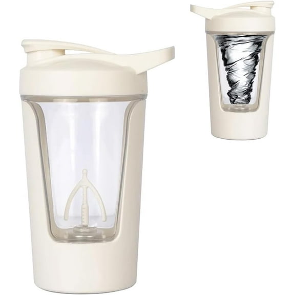 ABPETE Electric Protein Shaker Bottle, Tritan - BPA Free, USB Rechargeable Protein Shake Mixer, Portable Mixer Cup Auto Mixing Mug for Protein Shakes and Coffee, 15 oz (White)