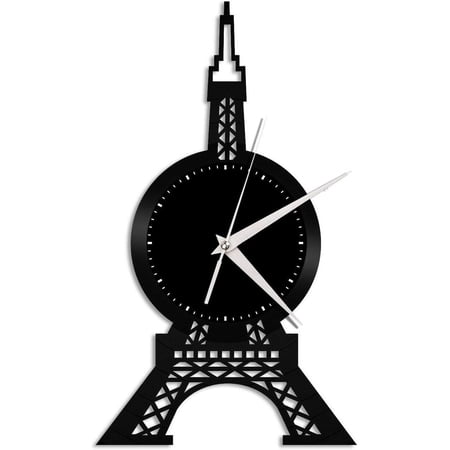 Eiffel Tower Vinyl Wall Clock,Vinyl Record Clock Wall Art Unique Room Decorations Handmade Gift