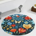 thumbnail image 4 of Watercolor Wildflowers Round Rugs -Washable Non-Slip Small Round Area Rug Throw Soft Circle Rugs for Bedroom, Modern Print Indoor Carpet for Entryway Sofa Living Room, 4 of 7