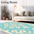 thumbnail image 2 of ODIKA 2'x3' Machine Washable Non-Slip Area Rug, Bohemian Chic Damask Whimsical Transitional Blooming Garden High Traffic Rug with Pad, Turquoise, 581615, 2 of 8