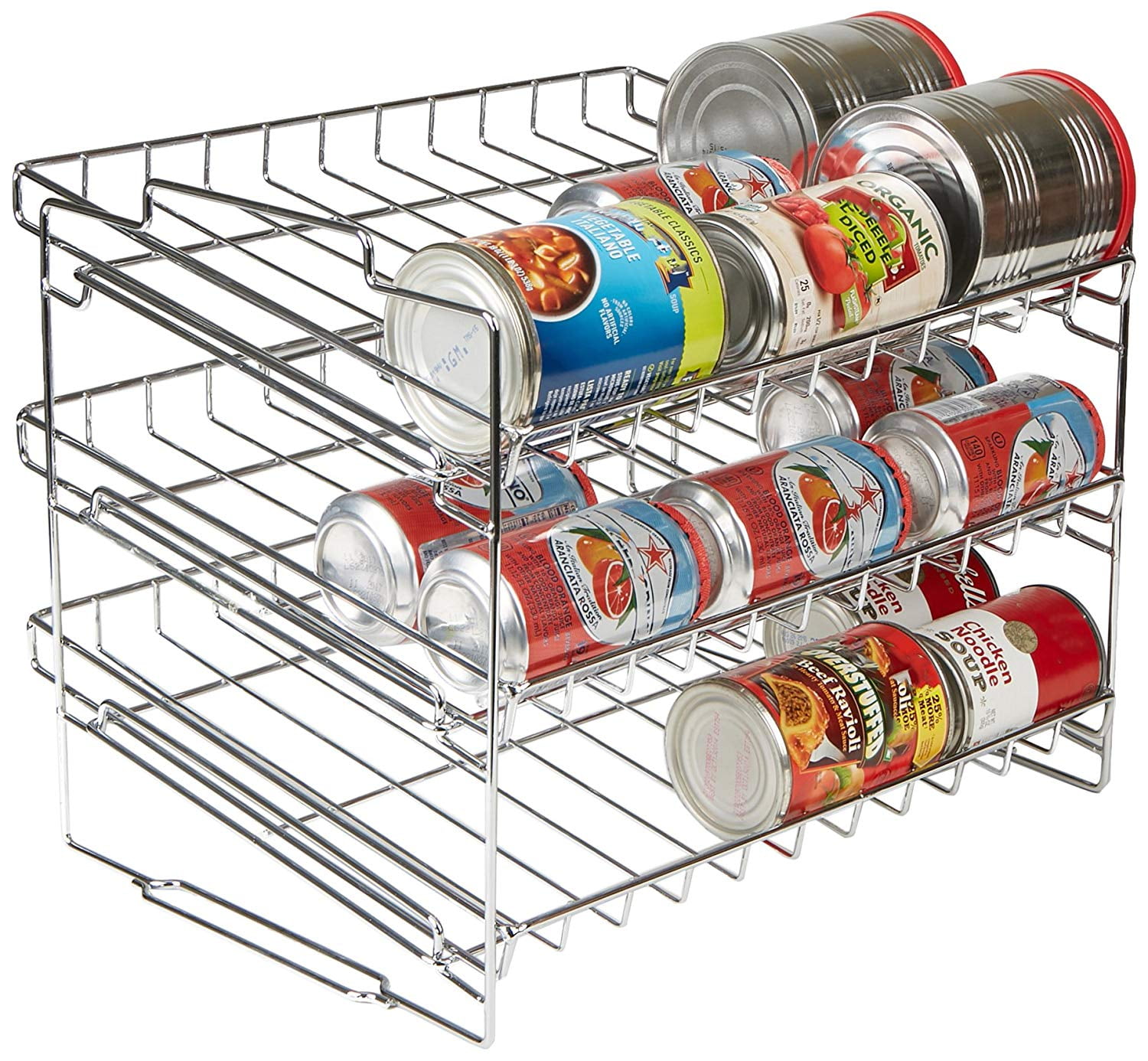 Stackable Can Rack Organizer, Pantry Organizer, Silver, Stores up to 36 cans and/or variety size