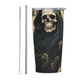 thumbnail image 2 of Grim Reaper Skeleton Skull Art Stainless Steel Tumbler with Lid and Straw 20oz Vacuum Insulated Travel Mug for Hot & Cold Drinks Coffee Wine Water Cup, 2 of 7