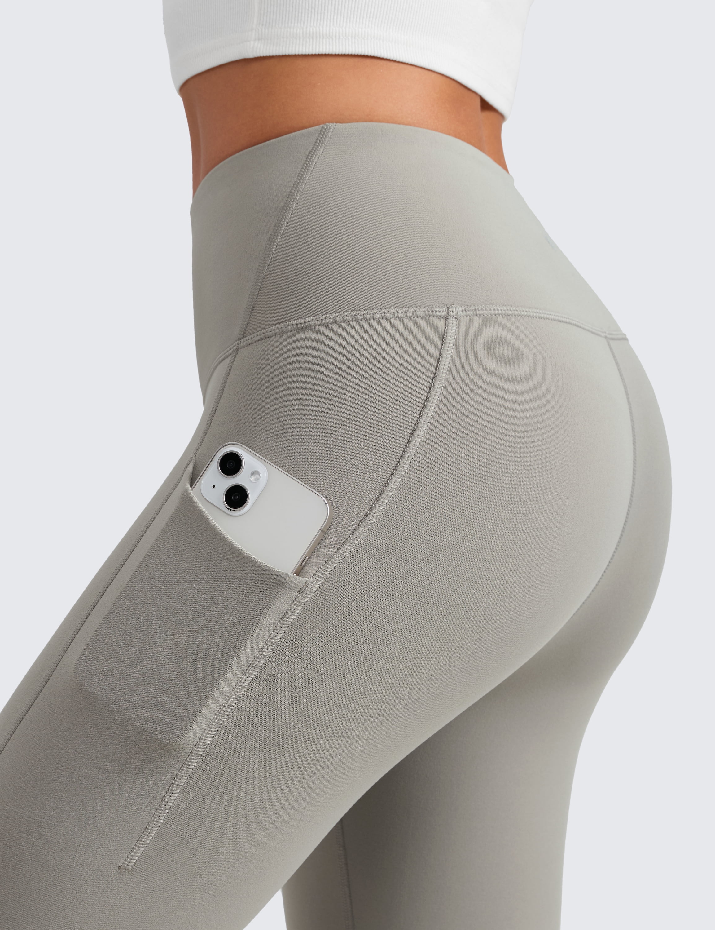 CRZ YOGA Water-Resistant Fleece Athletic Leggings Pockets 28" Thermal Hiking Casual Workout Womens Pants