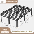thumbnail image 3 of 20-Inch Full Size Double Layer Metal Platform Bed Frame with Round Corner Legs, 4000 lbs Capacity, Noise-Free, 3 of 9
