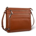 thumbnail image 1 of Bandolera con cartera RFID de piel auténtica suave, color coñac, 1 of 7