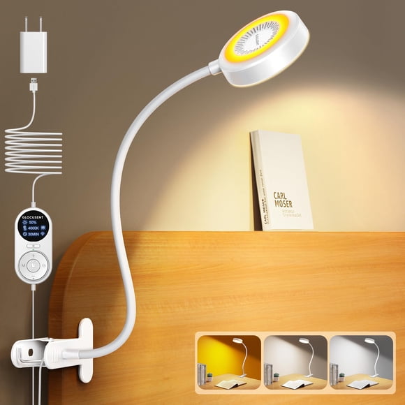 Lámpara de lectura con clip Glocusent 5 W 72 LED para cama (blanca)
