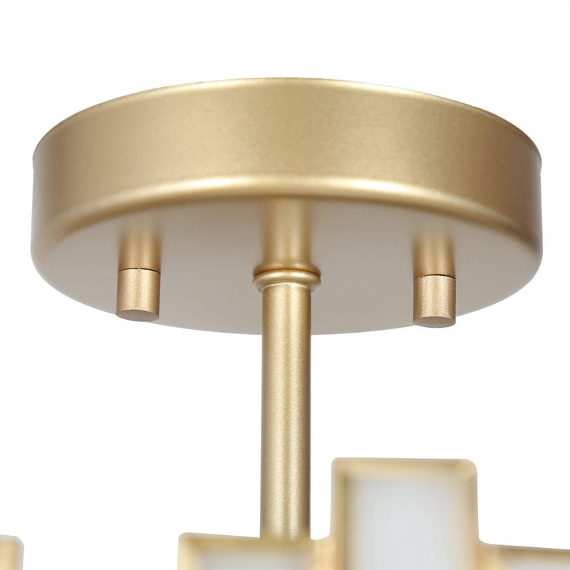LNC Demo 3-Light 13-in Matte Gold and Tiffany Glass LEDsemi-flush Mount Light