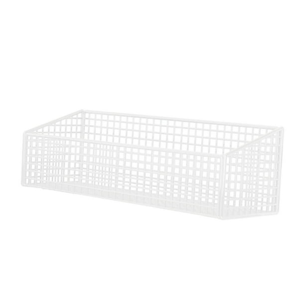 Cesta de alambre de pared, organizador de despensa, estante para condimentos, cesta colgante para frutas, almacenamiento de cocina para cebollas, Blanco S