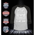 thumbnail image 2 of Shop4Ever Men's Jesus is My Jam Raglan Baseball Shirt X-Small Heather Grey/Black, 2 of 4