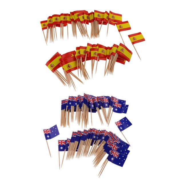 Bandera palillos decorativos,Palillos de madera de madera decorativos,Bandera palillos de dientes fiesta de alimentos decoraciones,Bandera palillos de dientes decoraciones de pastel,Bandera de Macarena Bandera palillos decorativos