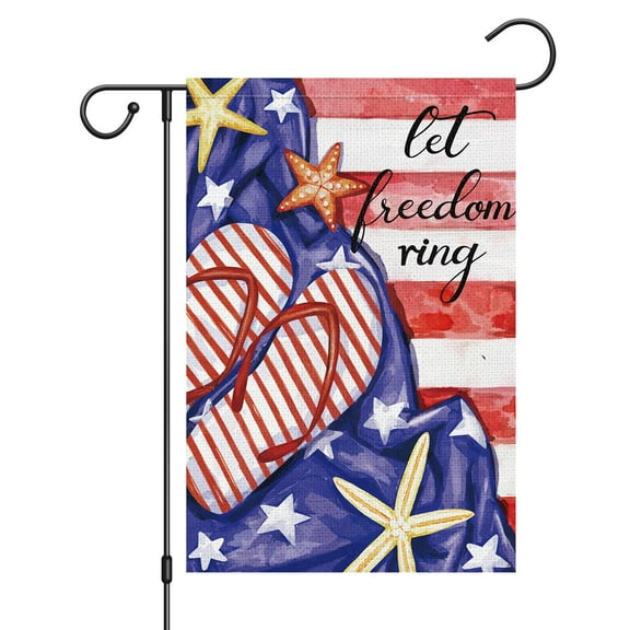 VOCHIC Wosidon Patriotic Garden Flag 12x18 Inch Double Sided for Outside, Small Brulap Let Freedom Ring 4th of July Flag Yard Outdoor American Independence Day Decorations