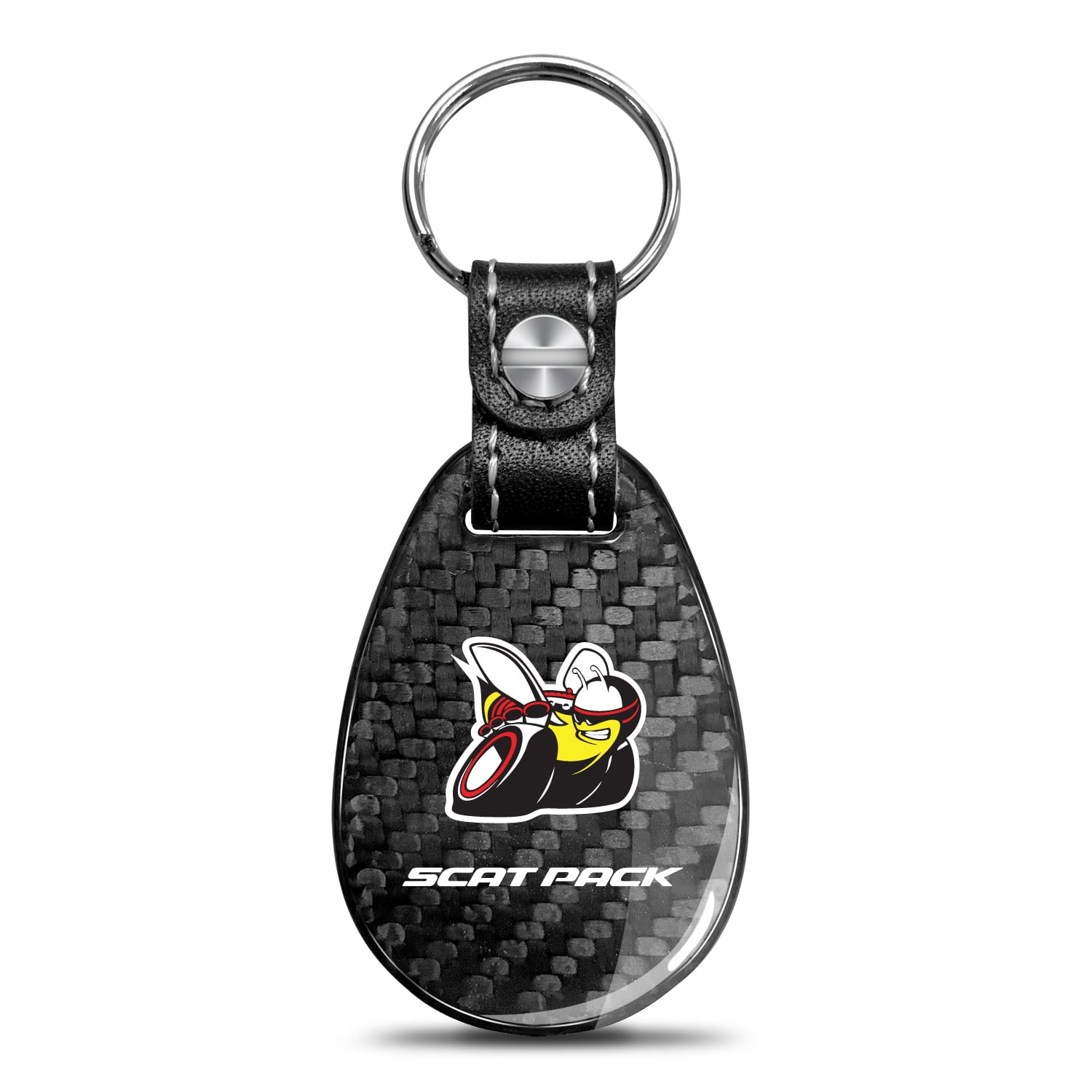 Dodge ScatPack FullColor Black Real Carbon Fiber Large TearDrop Key