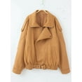 thumbnail image 4 of Suede Jacket for Women Fall Winter Cropped Y2k Oversized Faux Leather Blazer Jackets Khaki S, 4 of 7
