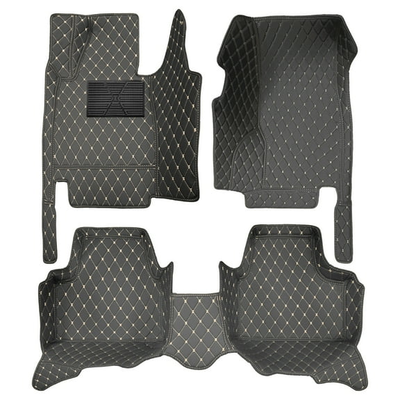 Tuqiang Car Floor Mats for Volkswagen for Tiguan 2009-2016,Full Coverage All Weather Non-Slip Premium Leather Black Beige