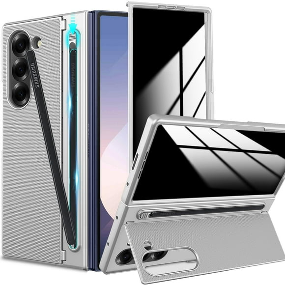 Funda para teléfono YQODSZ Galaxy Z Fold 6 con soporte para bolígrafo S plateada