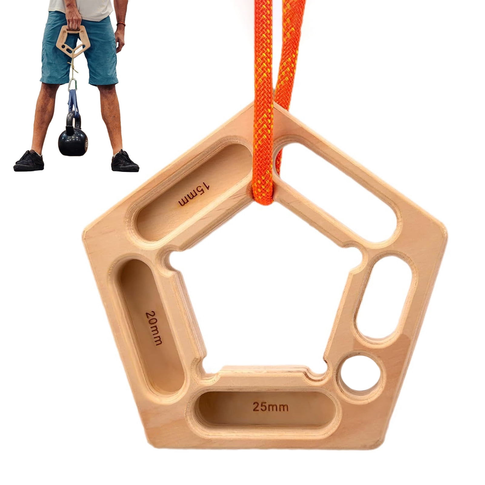 YIFAEUX Rock Climbing Wooden Hangboard Climbers Hand Grip Strength Trainer Finger Forearm Strengthener Portable Pentagon Pull-Up Training Hanging Fingerboard