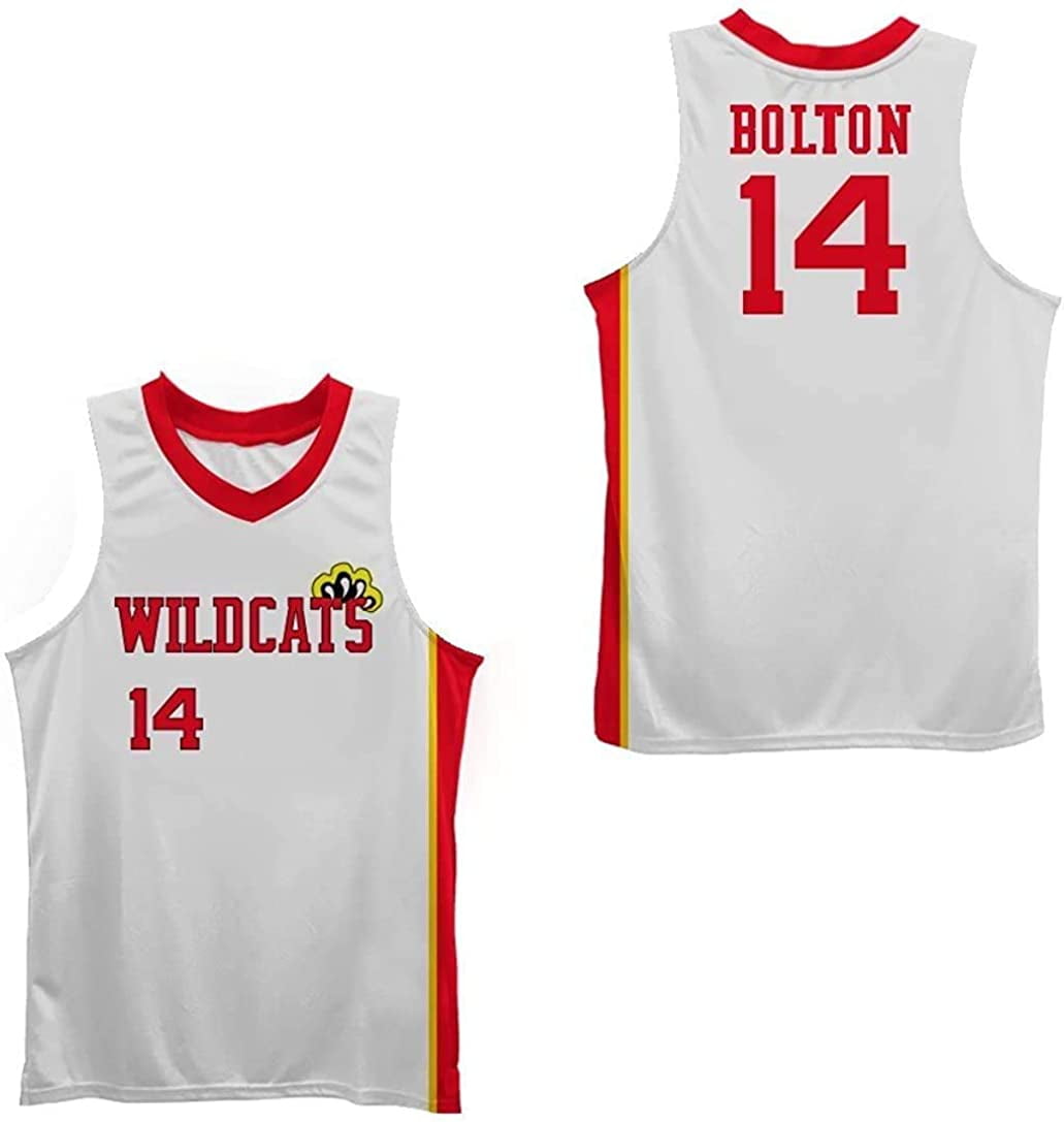 Boriz Zac E Troy Bolton 14 East High School Wildcats Claws White Stitch Basketball Jersey