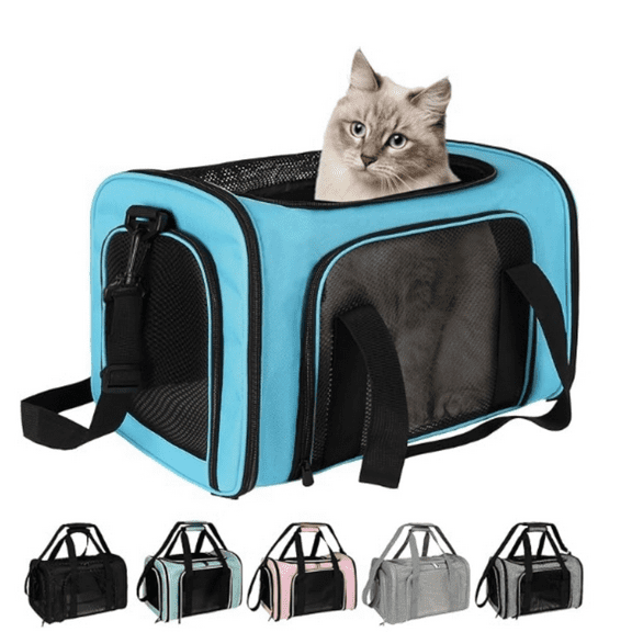 Dog Cat Carrier Pet Carriers for Small Medium Large Cats Dogs Carrier Soft Sided Small Puppy Dog Carrier Portable Foldable Airline Approved Dog Cat Travel Carrier Blue Large
