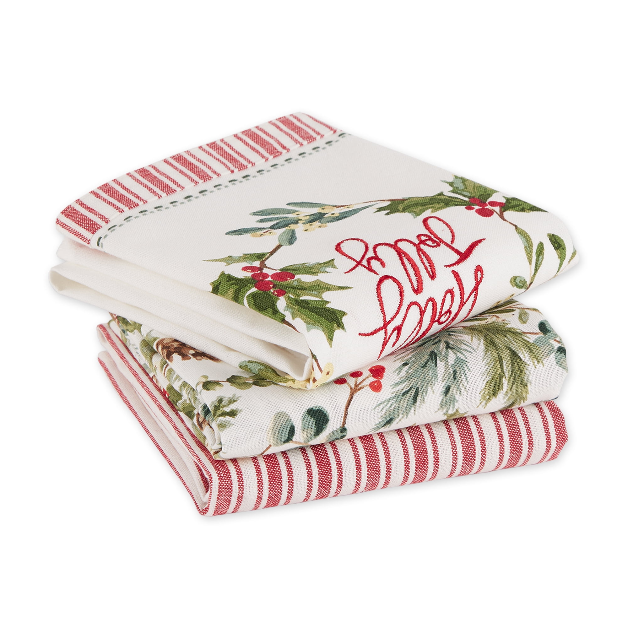 DII Holly Jolly Embroidered Dishtowel, 18x28