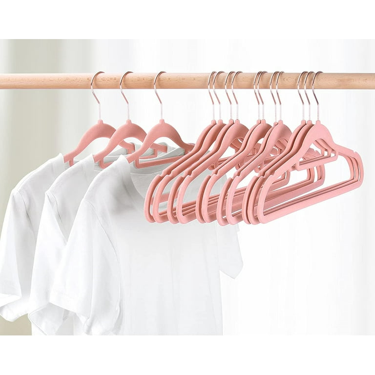 SUPJOO Premium Velvet Hangers Rose Gold Swivel Hooks - Felt