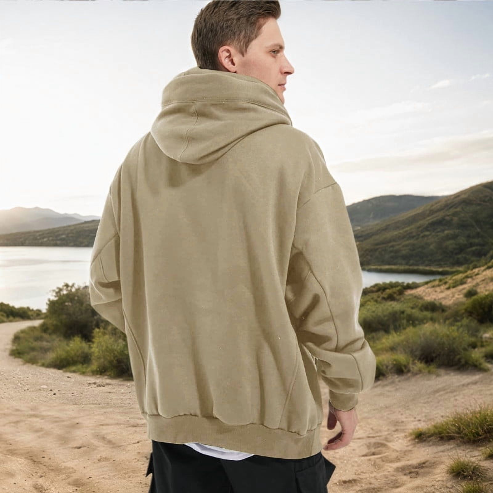 HISITOSA Men's Long Sleeve Fleece Hoodie Lightweight Tech Wear Soft Cotton Pullover Unisex Casual Hooded Sweatshirts