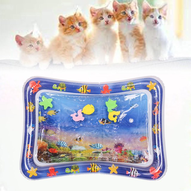 SIfdSeng Sensory Water Play Mat for Cats Thickened Sensor Water Playmat Water Sensory Playmat with Fish for Pet Play Water Sensor Play Mat Keeping Cats Entertained Pet Mat for Dog Toys for Large Dogs
