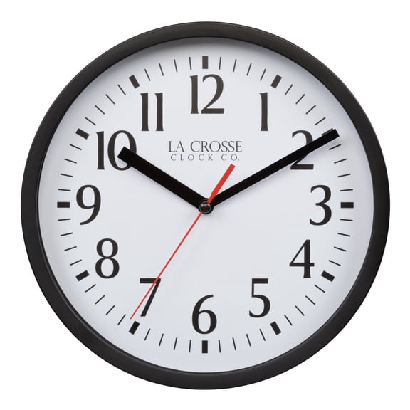 La Crosse Clock 8 inch Basics Black Analog Quartz Wall Clock, 404-3020B