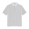thumbnail image 3 of TKKCS Mens Horizontal Striped Polo Shirt- Short Sleeve Breathable Moisture Wicking Collared Classic Fit Casual Knit Golf Shirts White Size 2XL, 3 of 7