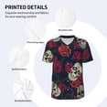 thumbnail image 3 of Lsque Roses Skulls Pattern Mens Polo Golf Shirts Funny Graphics Shorts Sleeve Button Shirts Baseball T-shirt-4X-Large, 3 of 7