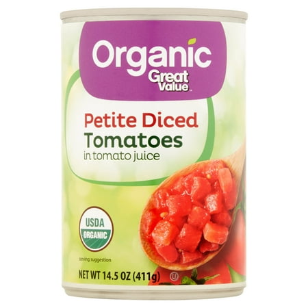 (4 Pack) Great Value Organic Petite Diced Tomatoes, 14.5