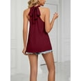 thumbnail image 5 of Luxtrada Women's Sleeveless Tie Halter Neck Summer Tops Loose Casual Tank Top Blouse Shirts (Red Wine,M), 5 of 5