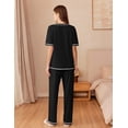 thumbnail image 4 of EKOUAER Cotton Pajamas Sets for Women Soft Contrast Piping Lounge Set 2 Piece Short Sleeve Pj Set with Pockets, 4 of 6
